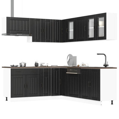 Berkfield 11 Piece Kitchen Cabinet Set Lucca Black Engineered Wood - image 1