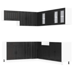 Berkfield 11 Piece Kitchen Cabinet Set Lucca Black Engineered Wood - thumbnail 2