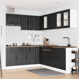 Berkfield 11 Piece Kitchen Cabinet Set Lucca Black Engineered Wood - thumbnail 3