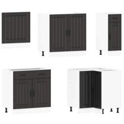 Berkfield 11 Piece Kitchen Cabinet Set Lucca Black Engineered Wood - thumbnail 4
