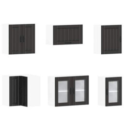 Berkfield 11 Piece Kitchen Cabinet Set Lucca Black Engineered Wood - thumbnail 5