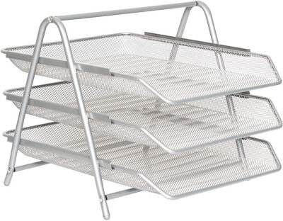 Zuvo Mesh Desk Organiser 3 Tier Letter Tray Organizer Office Desktop Document Paper File Storage Mesh Filling Collection For Home - image 1