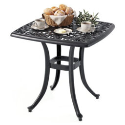 Costway Patio Side Table Outdoor Square Cast Aluminum Bistro Table With Umbrella Hole - thumbnail 2
