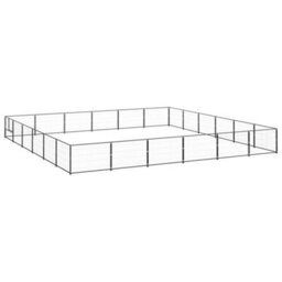 Berkfield Durable Dog Kennel Black 36 M2 Steel - thumbnail 2