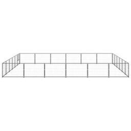 Berkfield Durable Dog Kennel Black 36 M2 Steel - thumbnail 1