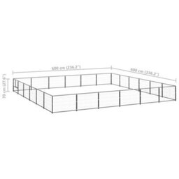 Berkfield Durable Dog Kennel Black 36 M2 Steel - thumbnail 6
