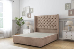 "Sloomy Dior Mink Naples Divan Bed Base No Drawers With 54"" Wingback Headboard 2'6 Small Single"