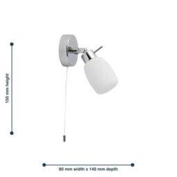 First Choice Lighting Set Of 2 Brom - Chrome Ip44 Pull Cord Bathroom Wall Lights - thumbnail 5