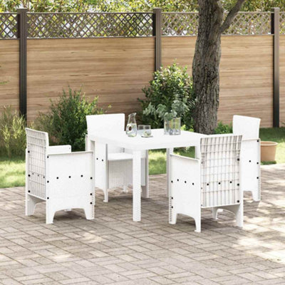 Berkfield Garden Dining Set 5 Pcs White Polt Rattan - image 1
