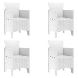 Berkfield Garden Dining Set 5 Pcs White Polt Rattan - thumbnail 5