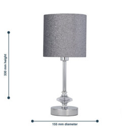 First Choice Lighting Chrome Jewelled Table Lamp With Silver Glitter Shade - thumbnail 4