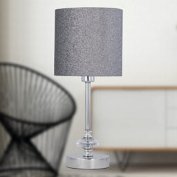 First Choice Lighting Chrome Jewelled Table Lamp With Silver Glitter Shade - thumbnail 6
