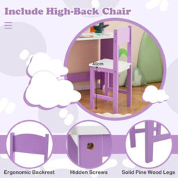Costway Kids Table And Chair Set Children Study Table With Chair Writing Desk W/ Hutch - thumbnail 6
