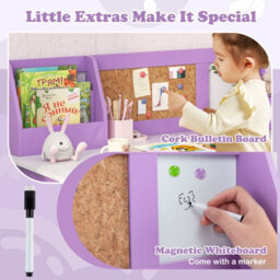 Costway Kids Table And Chair Set Children Study Table With Chair Writing Desk W/ Hutch - thumbnail 5