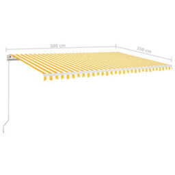 Berkfield Manual Retractable Awning 500X350 Cm Yellow And White - thumbnail 7