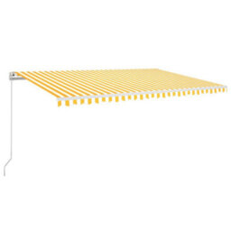 Berkfield Manual Retractable Awning 500X350 Cm Yellow And White - thumbnail 2