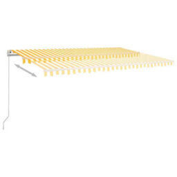 Berkfield Manual Retractable Awning 500X350 Cm Yellow And White - thumbnail 3