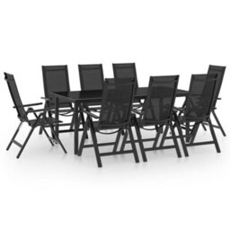 Berkfield 9 Piece Garden Dining Set Aluminium Anthracite - thumbnail 1
