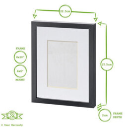"Nicola Spring Photo Frame With 4"" X 6"" Mount - 8"" X 10"" - Black/black" - thumbnail 3