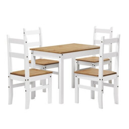 Mercers Furniture Corona White Budget Dining Table And 4 Chairs Set Solid Wood Mexican Pine Wooden Kitchen Rectangle - thumbnail 2