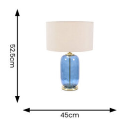 Valuelights Leigh Navy Blue Glass And Gold Detail Table Lamp With Cream Shade - thumbnail 4