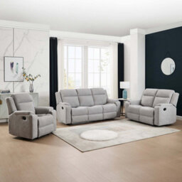 More4Homes Orka 1+2+3 Seater Fabric Manual Recliner Sofa Set Grey - thumbnail 1