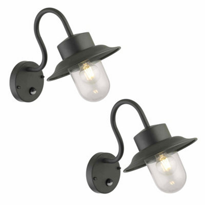 First Choice Lighting Set Of 2 Montford Black Outdoor Motion Sensor Ip44 Security Wall Light - image 1