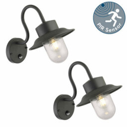First Choice Lighting Set Of 2 Montford Black Outdoor Motion Sensor Ip44 Security Wall Light - thumbnail 2