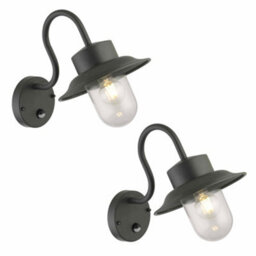 First Choice Lighting Set Of 2 Montford Black Outdoor Motion Sensor Ip44 Security Wall Light - thumbnail 1