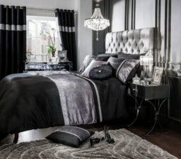 Intimates Black Chanelle Duvet Cover And Pillowcase Set Super King - thumbnail 1