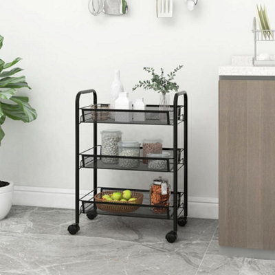 Walplus 3-Tier Kitchen Trolley Black 46X26X64 Cm Iron - image 1