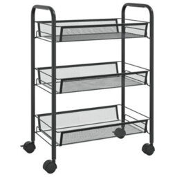 Walplus 3-Tier Kitchen Trolley Black 46X26X64 Cm Iron - thumbnail 2