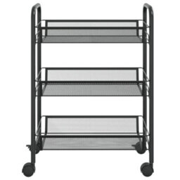 Walplus 3-Tier Kitchen Trolley Black 46X26X64 Cm Iron - thumbnail 3
