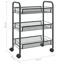 Walplus 3-Tier Kitchen Trolley Black 46X26X64 Cm Iron - thumbnail 7