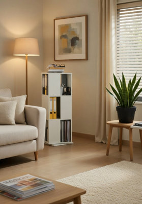 Amos Mann Furniture Luna White Effect Tall Revolving Filling Tower Bookcase Cabinet - image 1