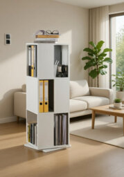 Amos Mann Furniture Luna White Effect Tall Revolving Filling Tower Bookcase Cabinet - thumbnail 5