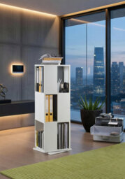 Amos Mann Furniture Luna White Effect Tall Revolving Filling Tower Bookcase Cabinet - thumbnail 6