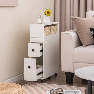 Movable Bathroom Storage Cabinet Narrow Toilet Side Cabinet - image 1