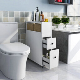 Movable Bathroom Storage Cabinet Narrow Toilet Side Cabinet - thumbnail 4