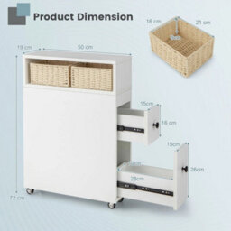 Movable Bathroom Storage Cabinet Narrow Toilet Side Cabinet - thumbnail 2
