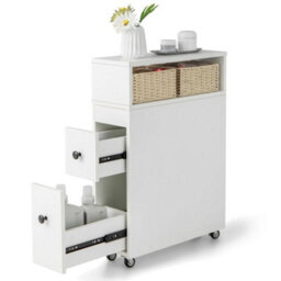 Movable Bathroom Storage Cabinet Narrow Toilet Side Cabinet - thumbnail 3