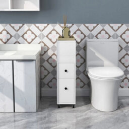 Movable Bathroom Storage Cabinet Narrow Toilet Side Cabinet - thumbnail 6