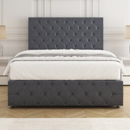 Bsspoke Mulberry Divan Bed Set Steel Plush Velvet 24Inch Headboard & Footboard & Mattress No Drawers In 3Ft 4Ft 4Ft6 5Ft 6Ft