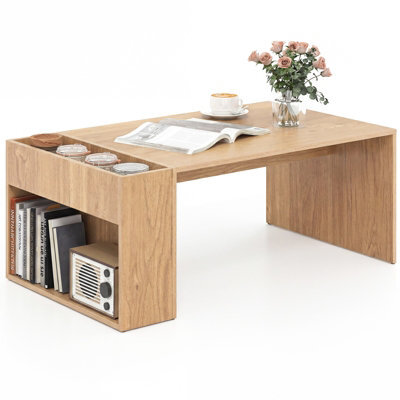 Gainoom Coffee Table 85Cm Office Table Dining Table With Double-Layer Storage Space - image 1