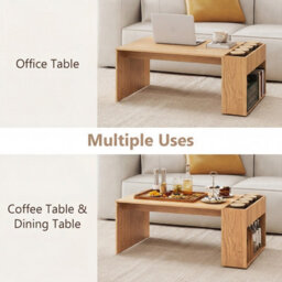 Gainoom Coffee Table 85Cm Office Table Dining Table With Double-Layer Storage Space - thumbnail 7