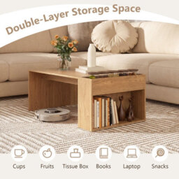 Gainoom Coffee Table 85Cm Office Table Dining Table With Double-Layer Storage Space - thumbnail 6