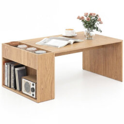 Gainoom Coffee Table 85Cm Office Table Dining Table With Double-Layer Storage Space