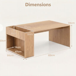 Gainoom Coffee Table 85Cm Office Table Dining Table With Double-Layer Storage Space - thumbnail 2