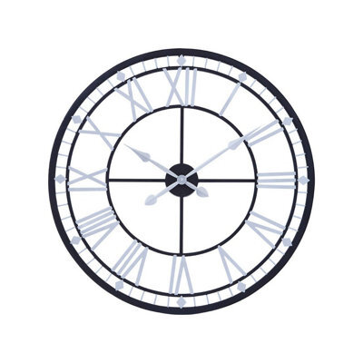 Orsina Unique Skeletal Wall Clock With Roman Numerals, Oversized Round Clock With Spade Hands, Retro Wall Clock - image 1