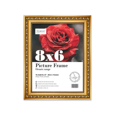 8X6 Gold Ornate Picture Frame (15.2 X 20.3Cm) Poster, Photo, Artwork, Gallery Wall Or Print - image 1